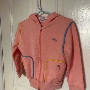VINTAGE  Lacoste Kids Pink Alligator Hoodie with Colorful Trim